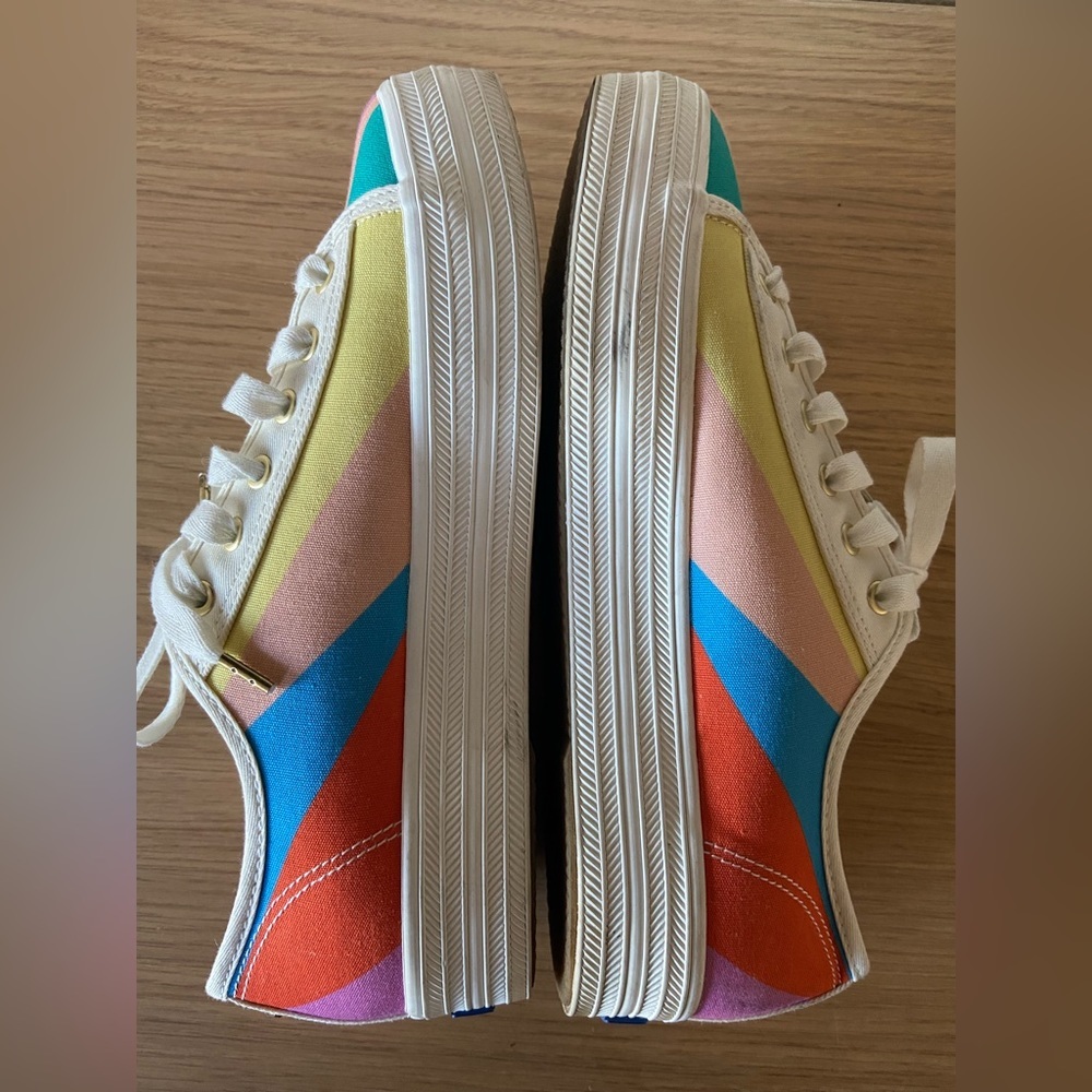 Keds X Kate Spade New York Triple Kick Multi-striped Canvas Sneakers - Picture 2 of 5